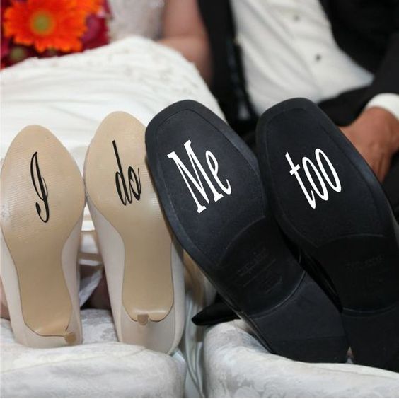 Creative wedding shoe sole decorations