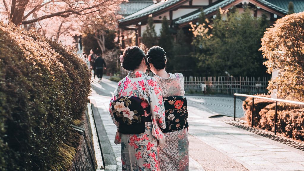 Antique kimonos turned into contemporary wedding dresses