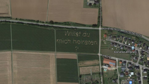 Elaborate proposal caught on Google Maps