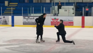 Man performs dance in surprise ice rink proposal