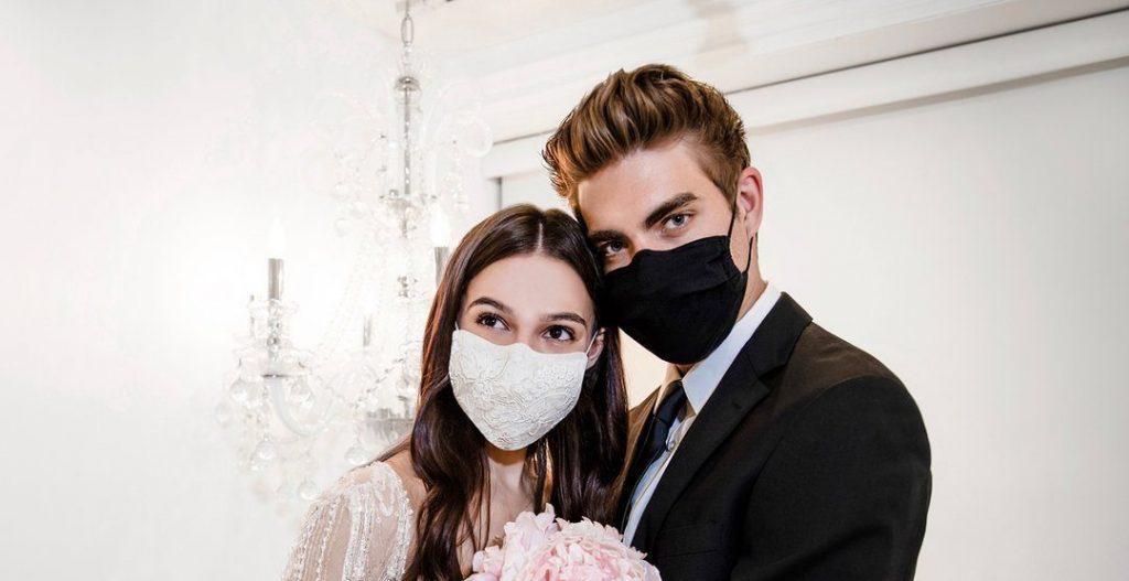 Now trending: Haute couture bridal face masks