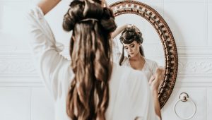 Half-up half-down bridal hairstyles