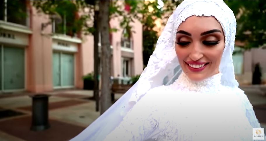 Beirut explosion caught on camera as bride poses for wedding film