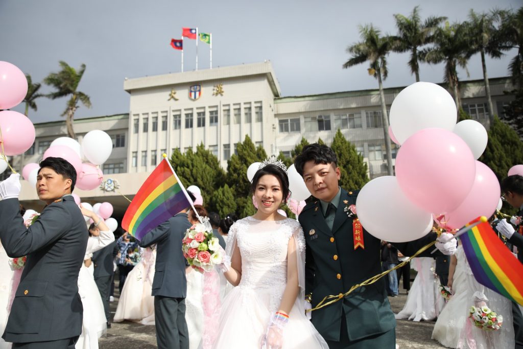 Taiwanese same-sex couples tie the knot at military base for the first time