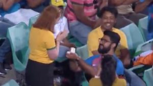 Sweet marriage proposal bowls fans over during Cricket match