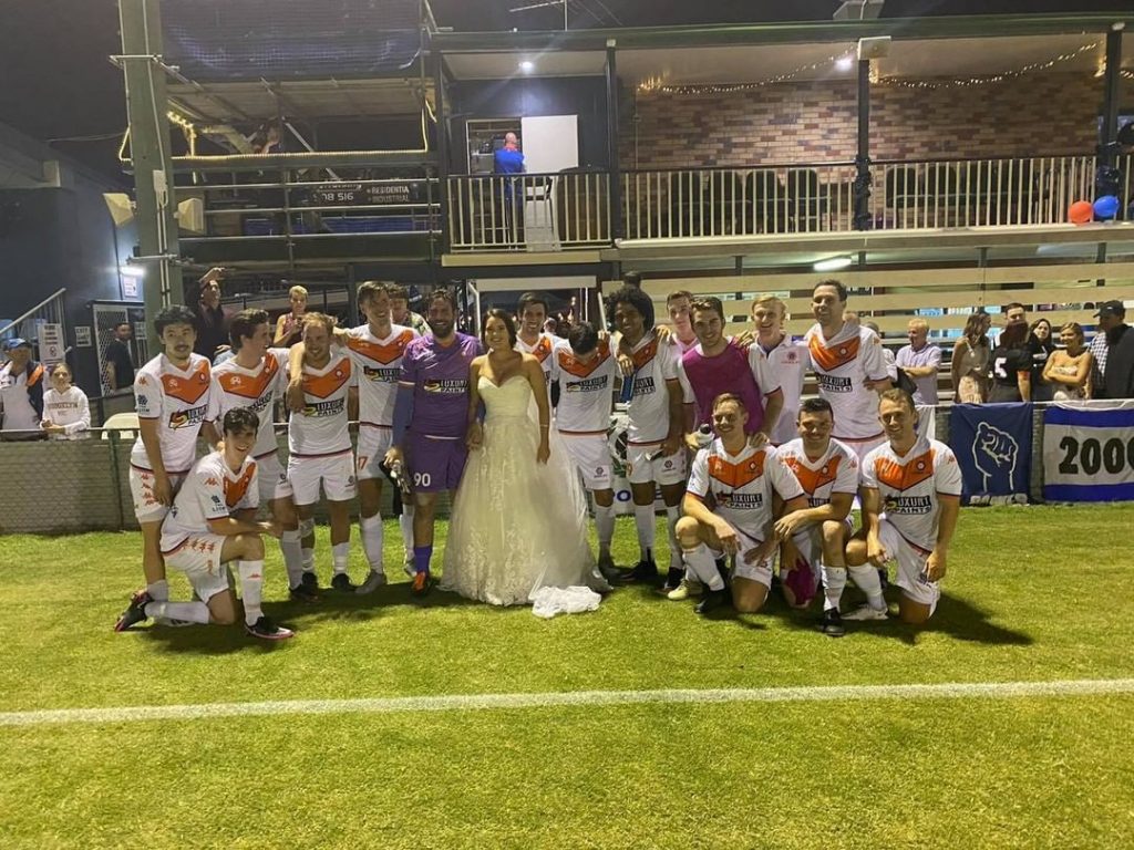 Goalkeeper ties the knot before playing in match on the same day