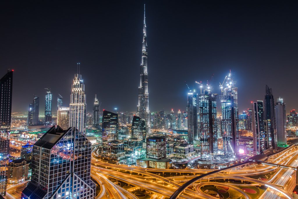 Man projects his proposal against the Burj Khalifa