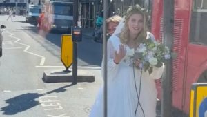 Stranded bride saved by good samaritan who gives her a lift!